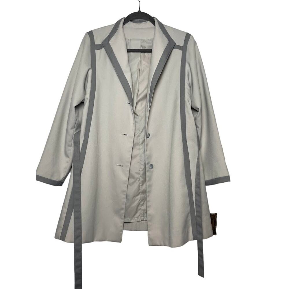 Vintage Bonders Trench Coat Womens Medium Gray Rain Jacket 50s Belted Two Tone
